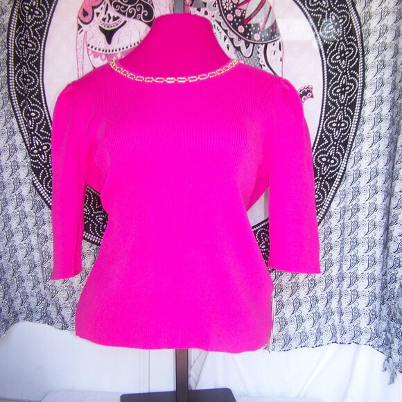 Nanette Nanette Lepore NWT Jewel Neck Ribbed Sweater Sz L - Picture 2 of 7